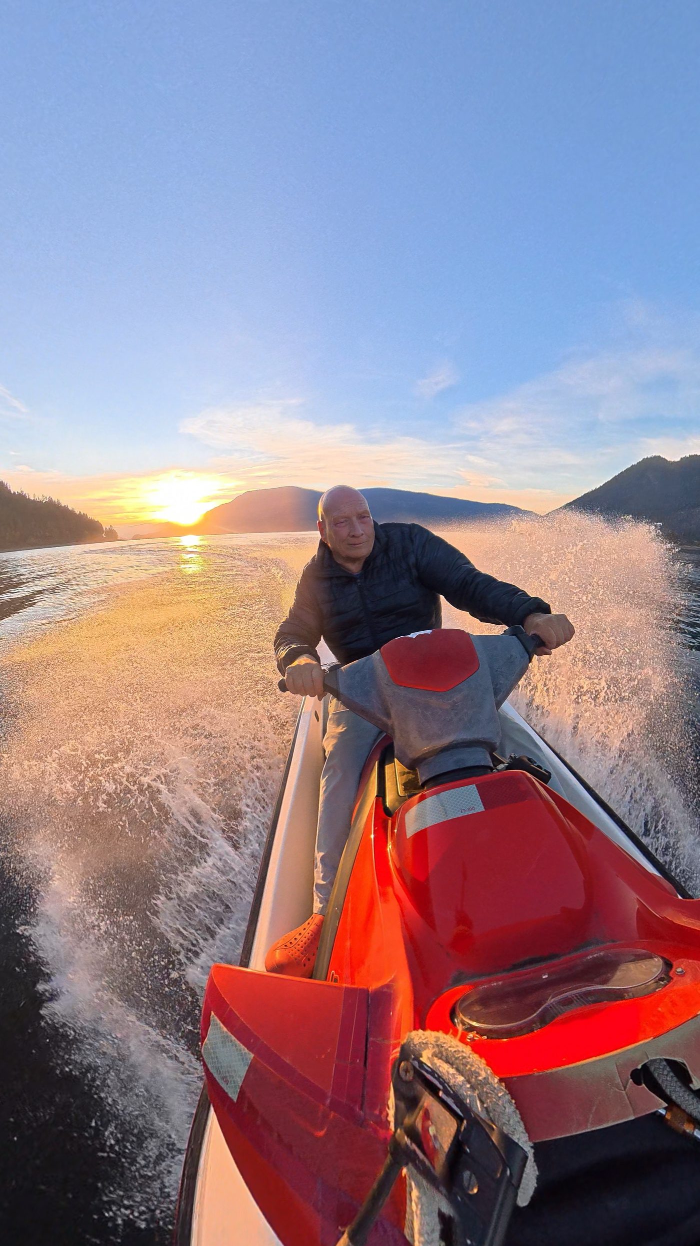 Action-camera view of a jet ski run on Shuswap Lake near Sicamous